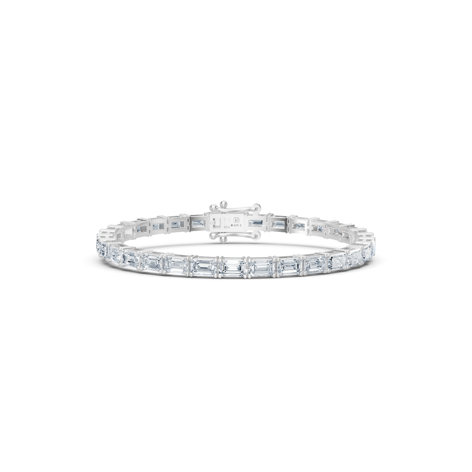 Emerald Cut Diamond Tennis Bracelet 18k Gold - ROVA Brilliance