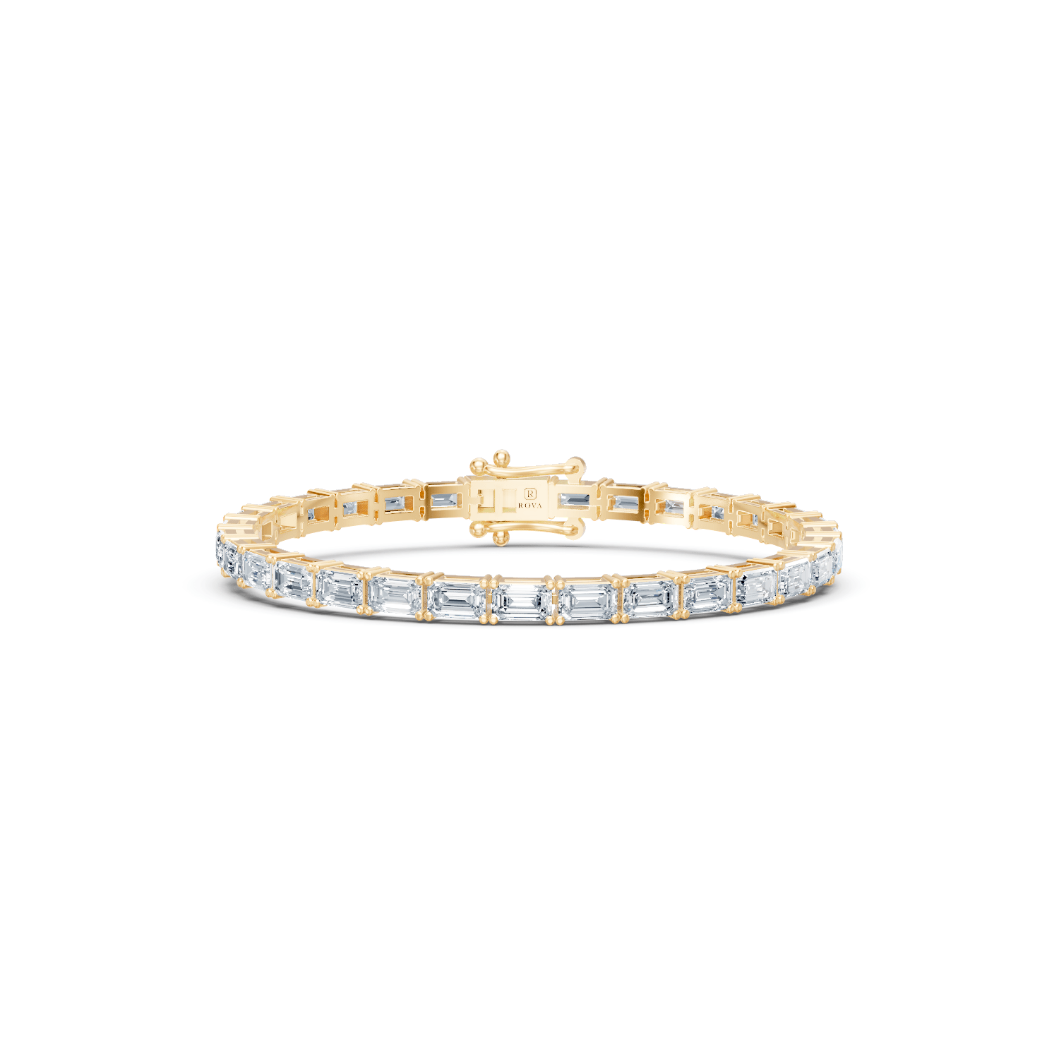 Emerald Cut Diamond Tennis Bracelet 18k Gold - ROVA Brilliance