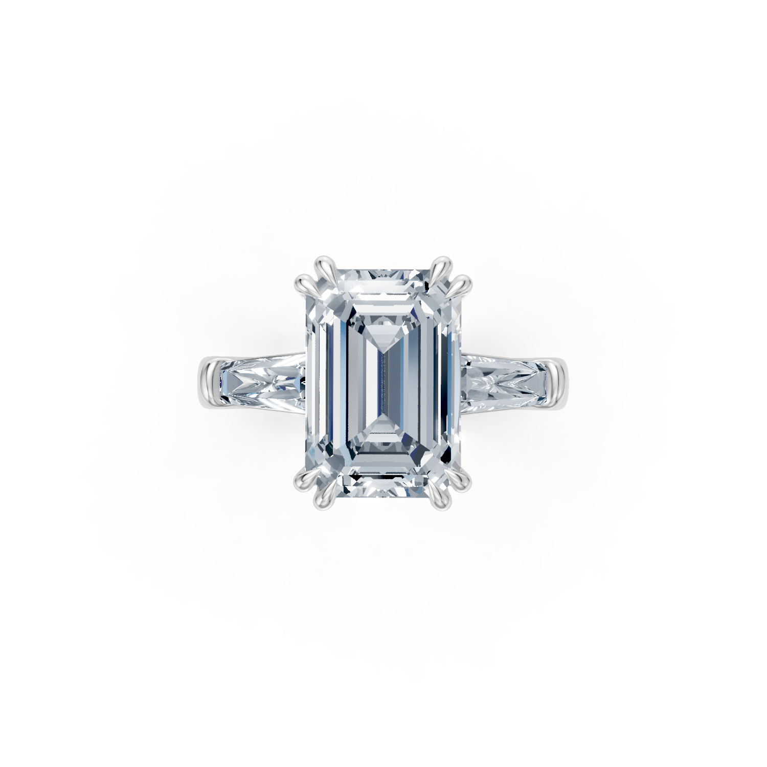 5 Carat Emerald Cut Three Stone Ring - IN STOCK