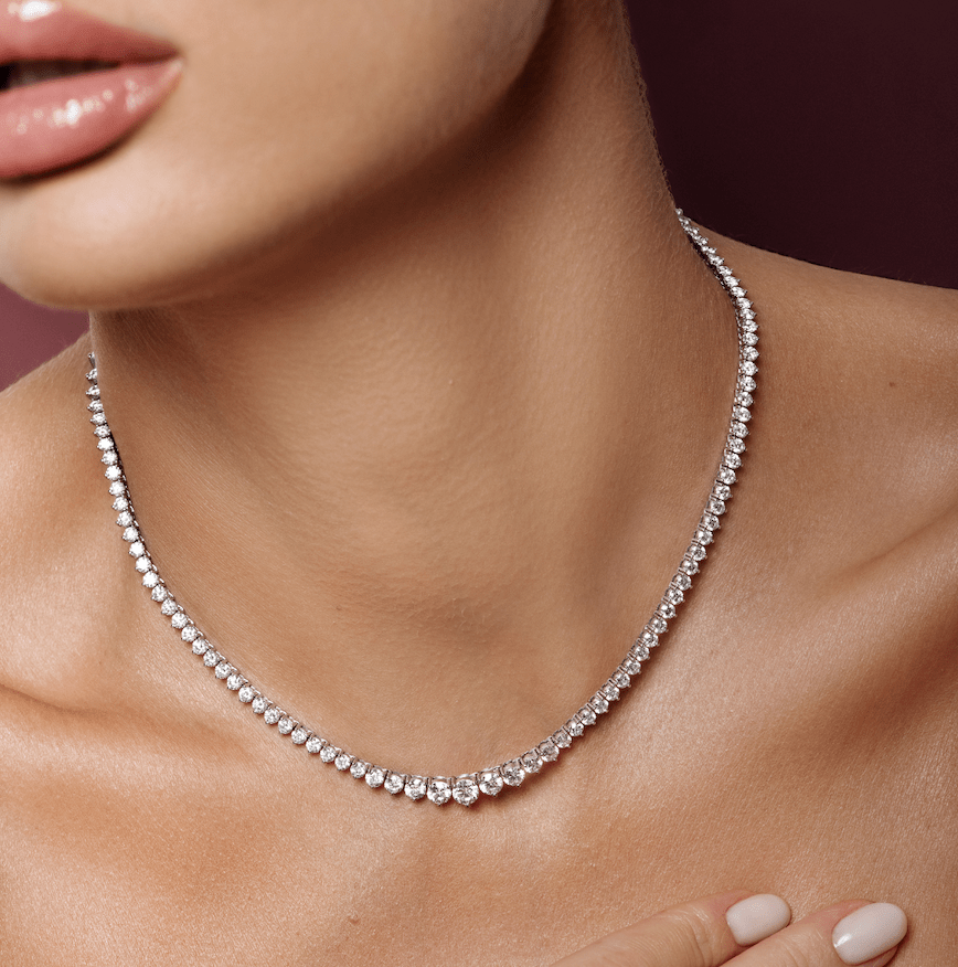 Graduated Tennis Necklace 18k - IN STOCK - ROVA Brilliance