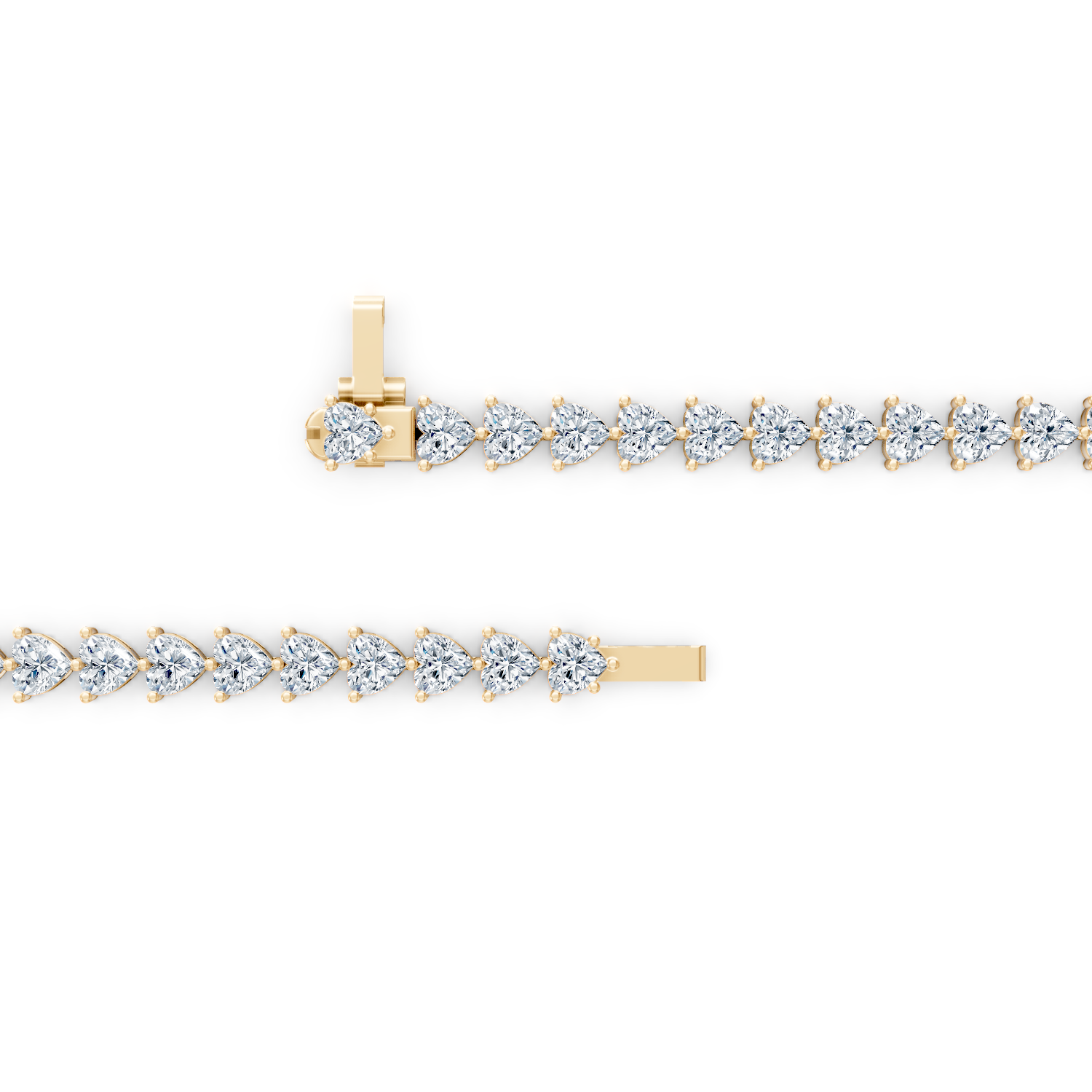 Heart Tennis Bracelet 18k Gold