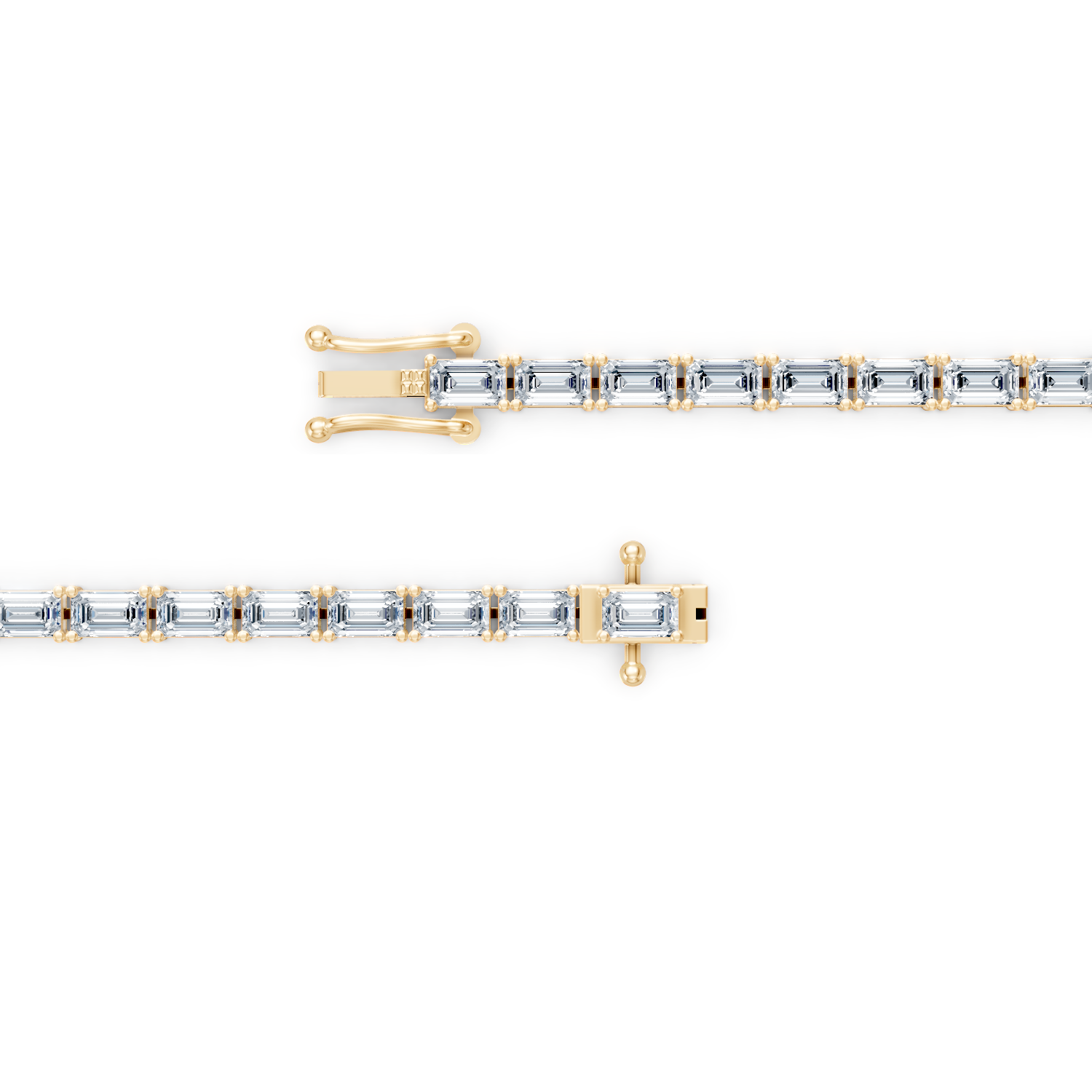 Emerald Cut Diamond Tennis Bracelet 18k Gold